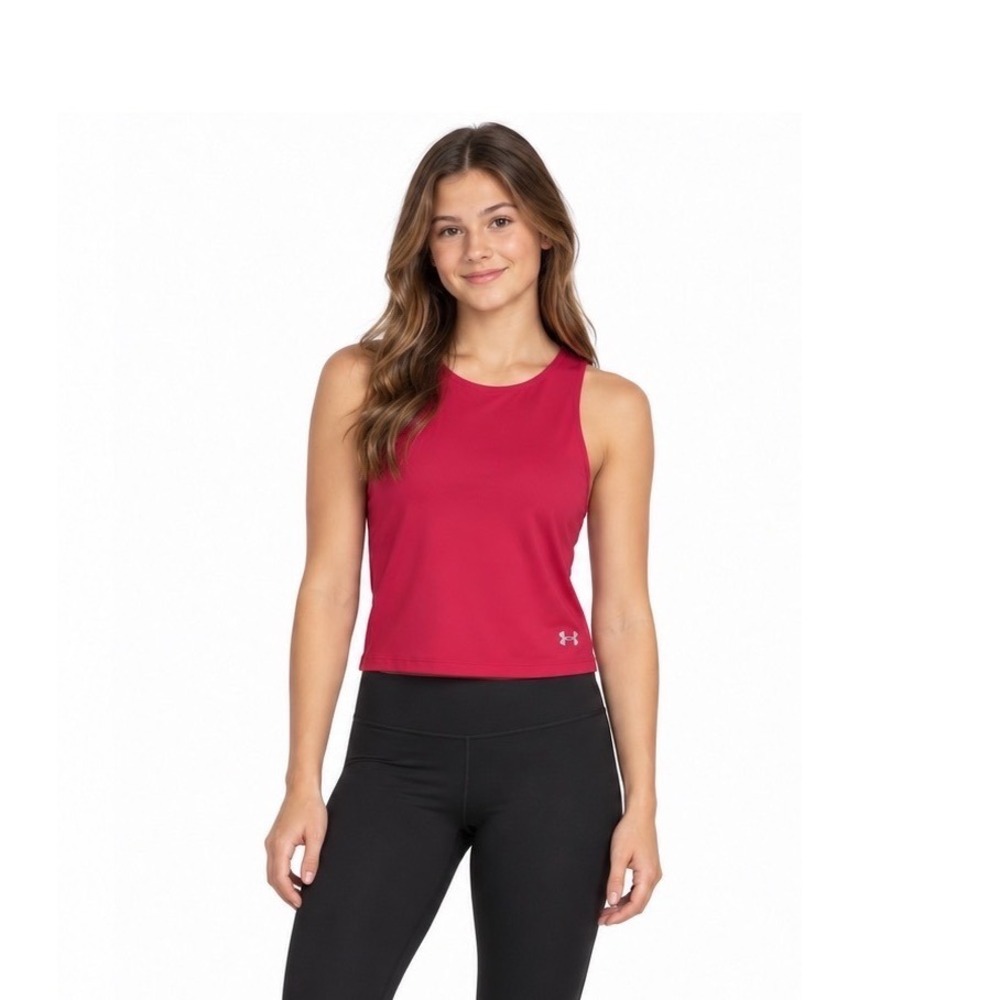 Under Armour Girls Movement Tank Pink YXL Fitted Racerback Athletic Top 110-38